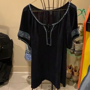 Navy Blue Embellished Tunic with Relaxed Fit